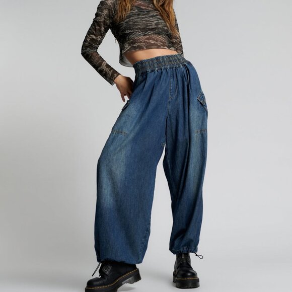 Free People x One Teaspoon Parachute Denim Pull On Jeans NWT Size XS - Picture 1 of 12